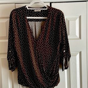Beacon Brown faux wrap polyester shirt from Stitchfix.